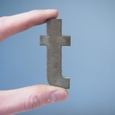 Letter 't' in sand-cast bronze by Jules Wabbes from the Générale de Banque