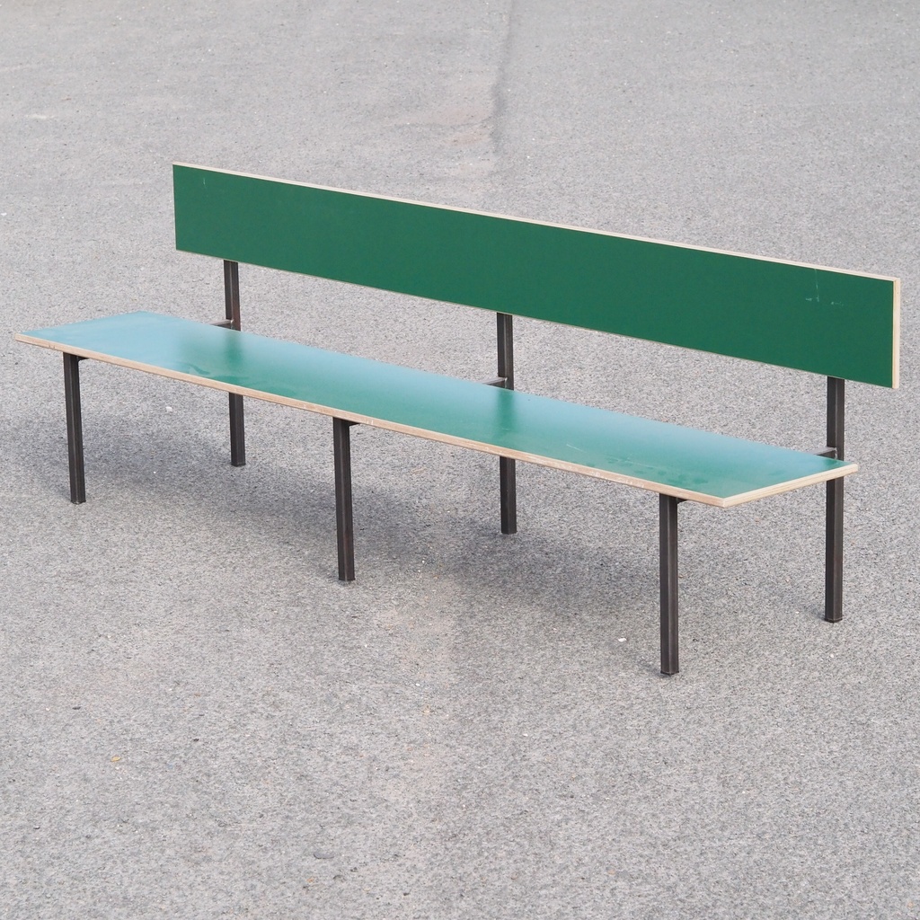 Stackable bench with backrest by Samyra Moumouh