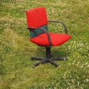Swivel office chair 'Figura' by Mario Bellini for Vitra with castors (ca. 1984) - Red/Green