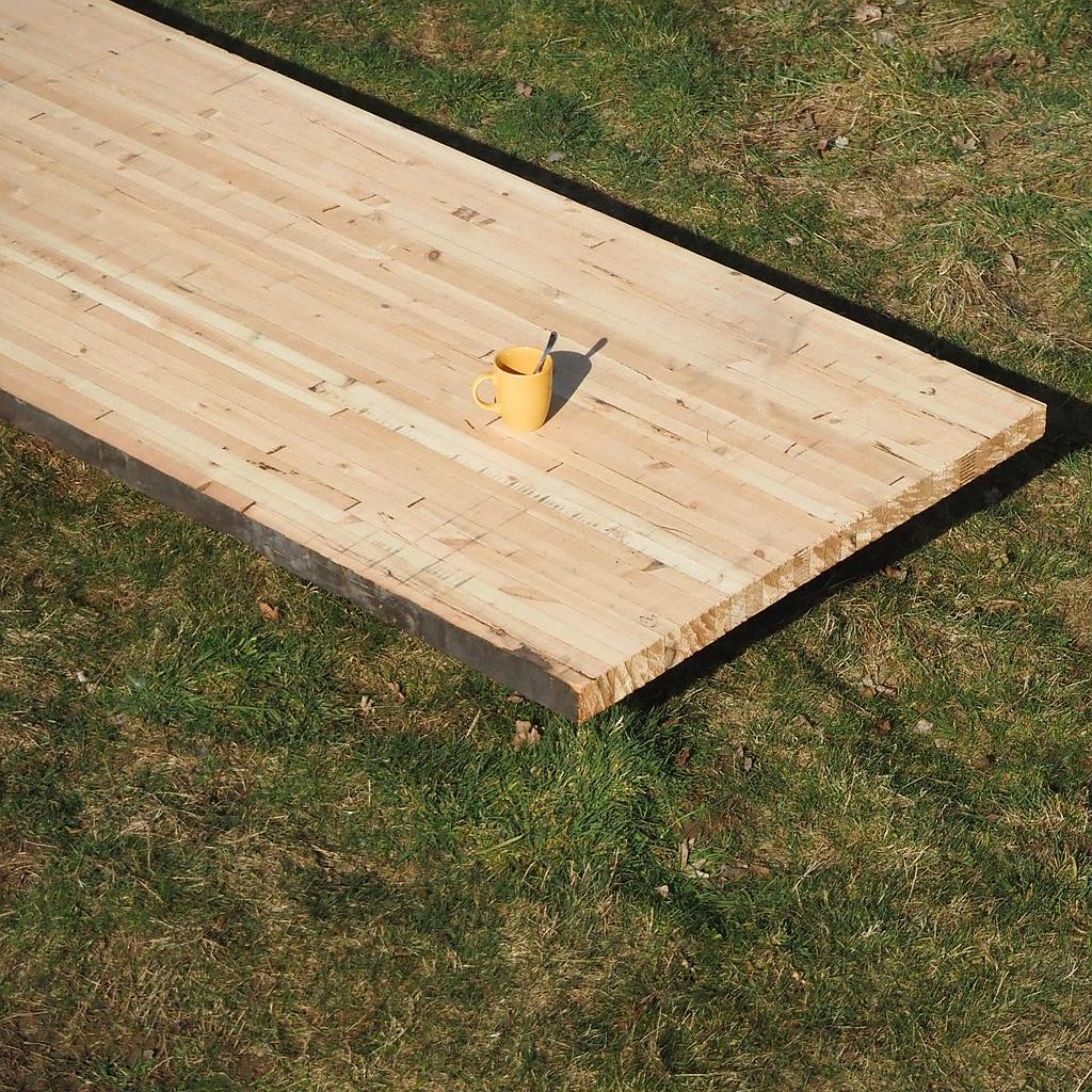 Sawn panel in reclaimed glued laminated timber (L. min 505 x W. 97 cm)