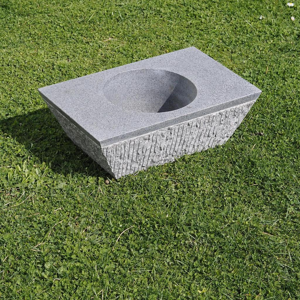 Basin in natural stone (L. 45 cm x W. 28 cm) - Grey
