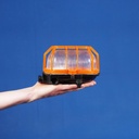 Caged wall/ceiling light with bakelite base and textured glass diffuser - Orange cage (E27)