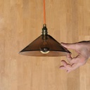 Hanging light 'Nicolo' in opaline glass - Clear smoked