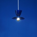 Hanging light 'Lara' in opaline glass - Clear cobalt blue