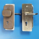 Double door handle with keyhole in chrome brass and sand-cast bronze by Jules Wabbes from the Générale de Banque - Swivel (Right or Left)