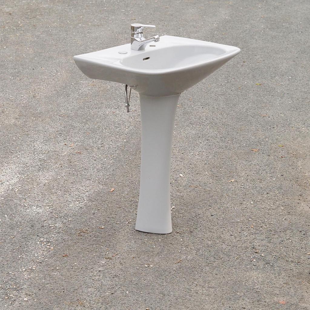 Pedestal bathroom sink in grey glazed ceramic by Vitrilux