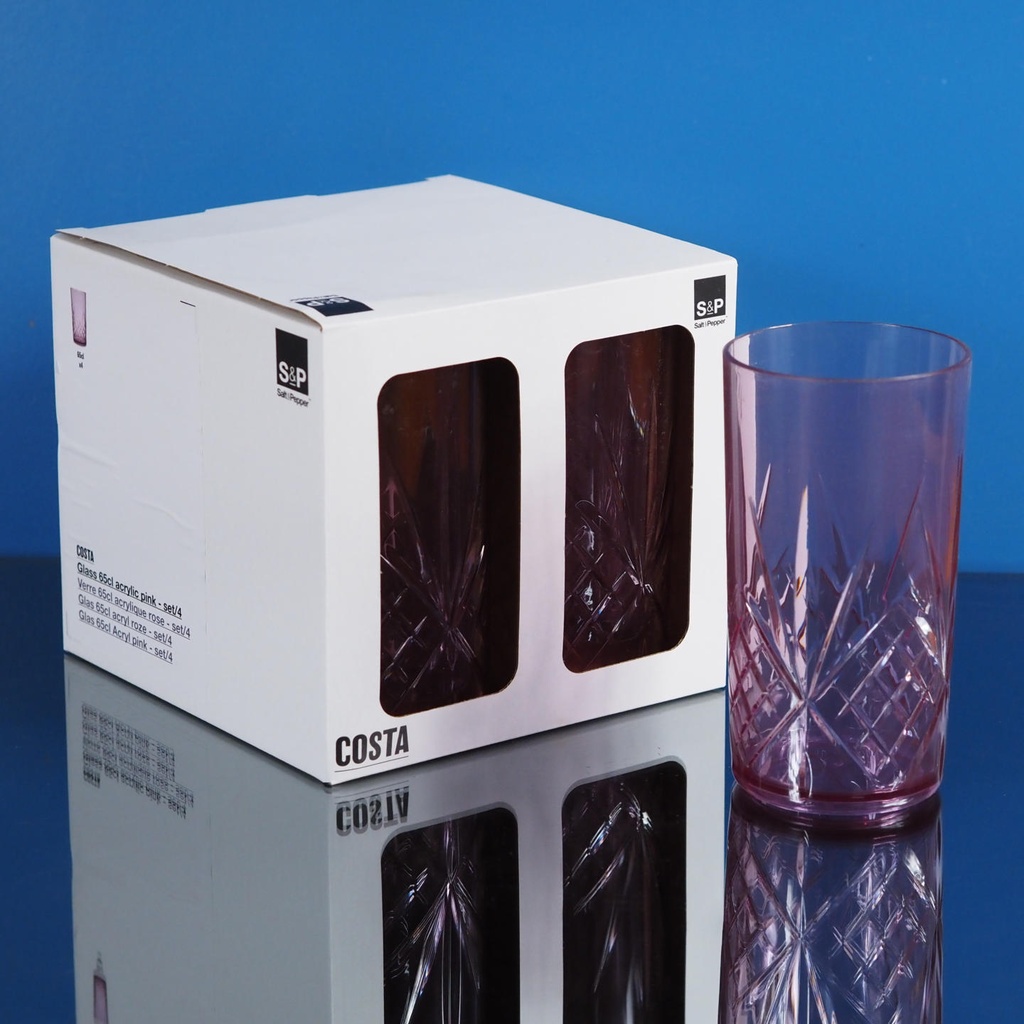 Set of 4 drinking glasses 'Costa' by Salt&Pepper (65 cl) - Acrylic pink