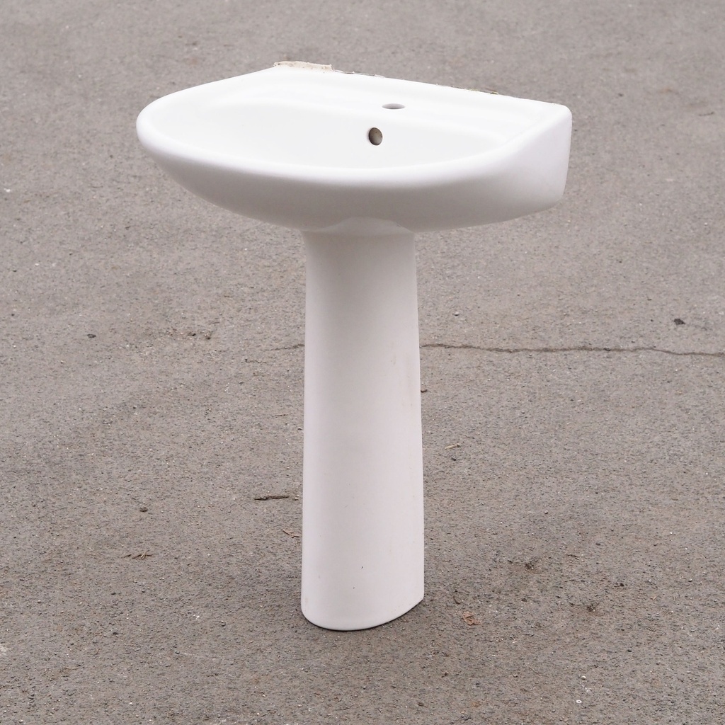 Pedestal bathroom sink in glazed porcelain
