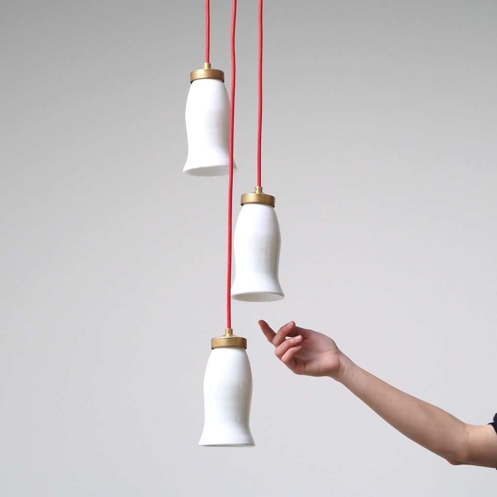 Cascade hanging light 'Tilda' with handmade glass lampshades from Emery&Cie - White