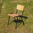 School chair in beech plywood and black lacquered steel