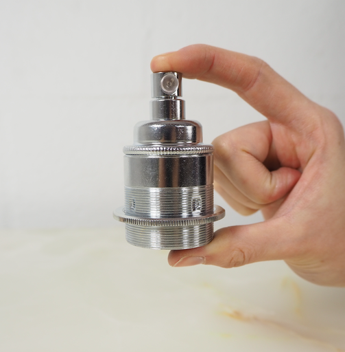 [999LIG962] Chromed brass E27 socket with ring (New)