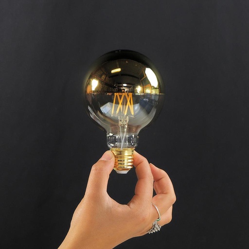 [8055681815599] Bulb - DAYLIGHT ITALIA LED E27 Globe G95 Gold Mirror 7.5W 806lm 2700K, Dimmable (New)