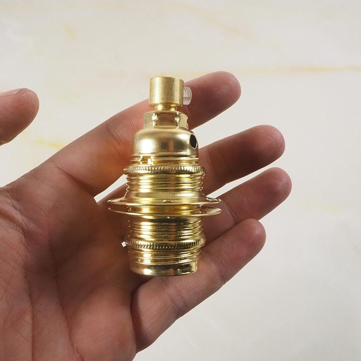 [999LIG970] Golden E14 socket with brass cable tie and rings (New)