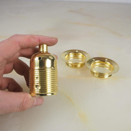 [999LIG963] Golden E27 socket with rings (New)