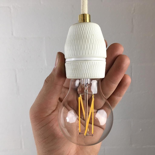 [999LIG5022] Socket E27 in matt porcelain with brass (New)