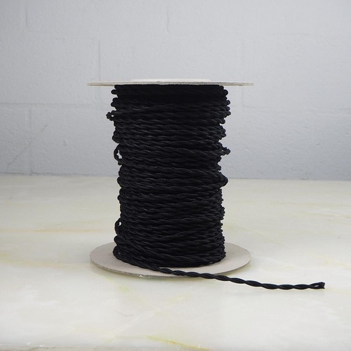 [998LIG007] Electrical textile cable 'Twist' 2*0,5 (BLACK)