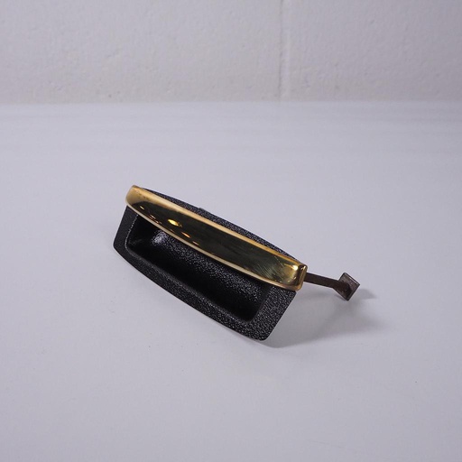 [103HAR386] Cosmo – polished brass and black inset cabinet handle (Length : 11,5 cm)