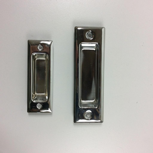 Pair of inset cabinet handle in chromed brass (L. 8 cm or 10 cm)