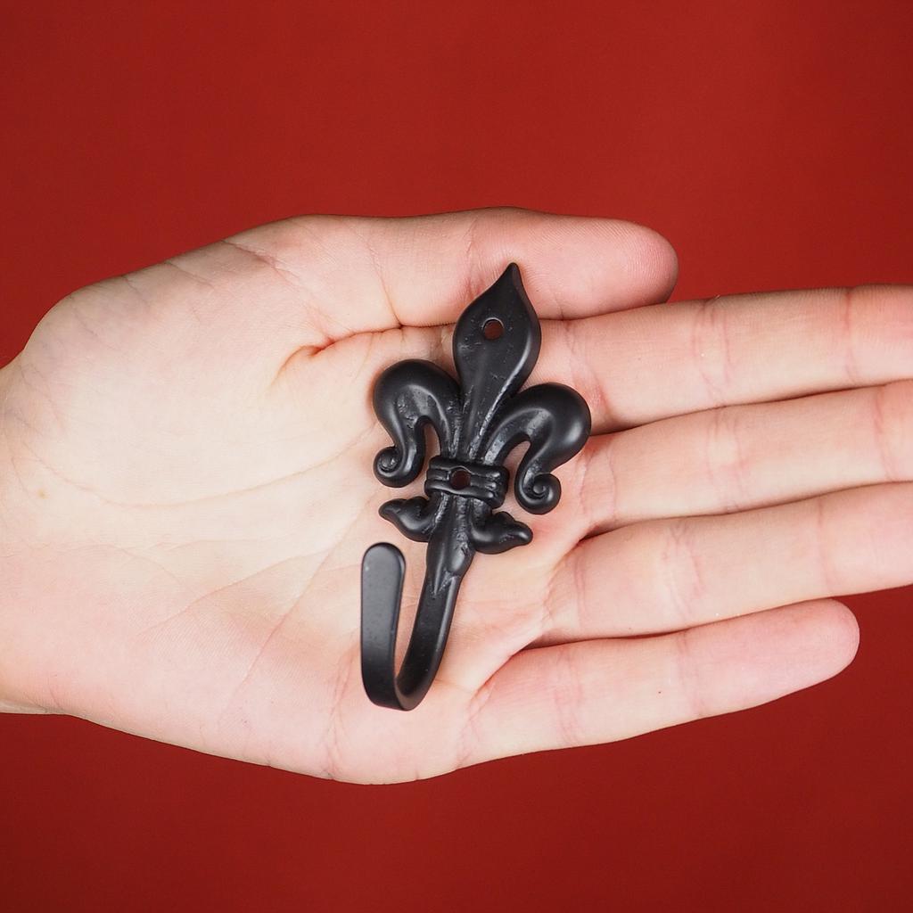 [999HAR909] Coat hook 'Fleur de lis' - Black - Large