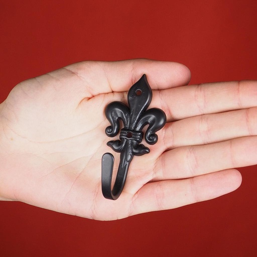 [999HAR909] Coat hook 'Fleur de lis' - Black - Large
