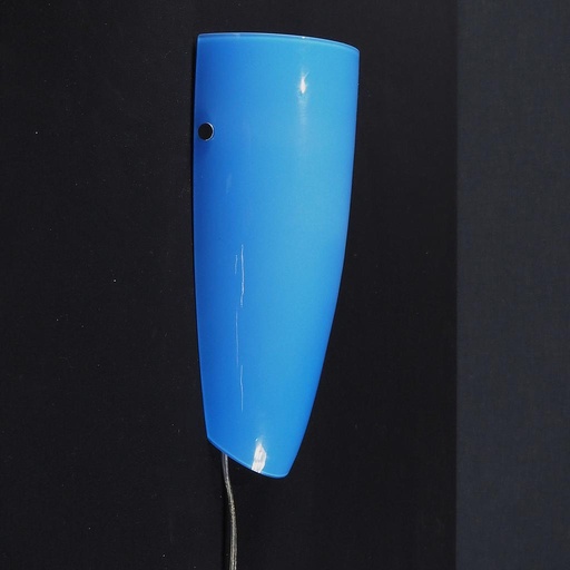 [999LIG1082] Wall light 'Naro' in glass tinted with a laminated opaline with cable & power plug - Blue