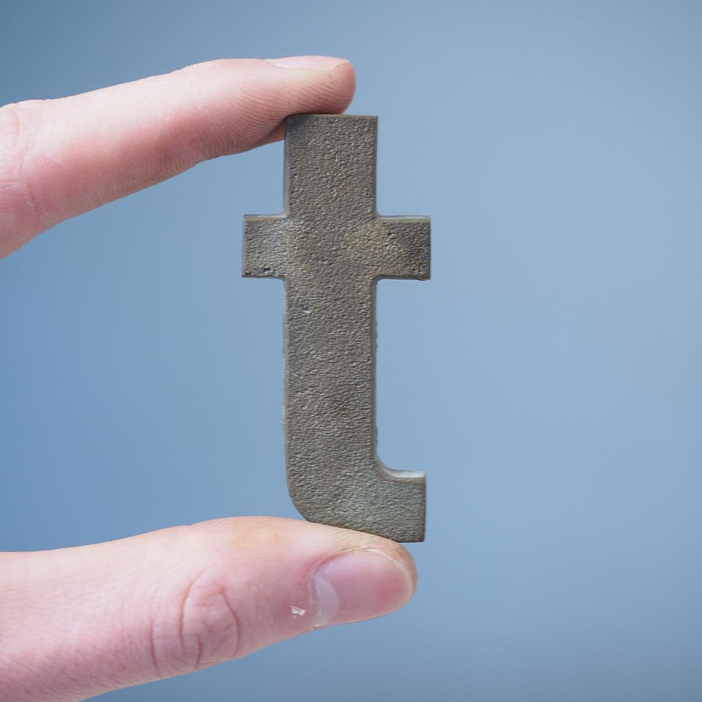 [005HAR0047] Letter 't' in sand-cast bronze by Jules Wabbes from the Générale de Banque