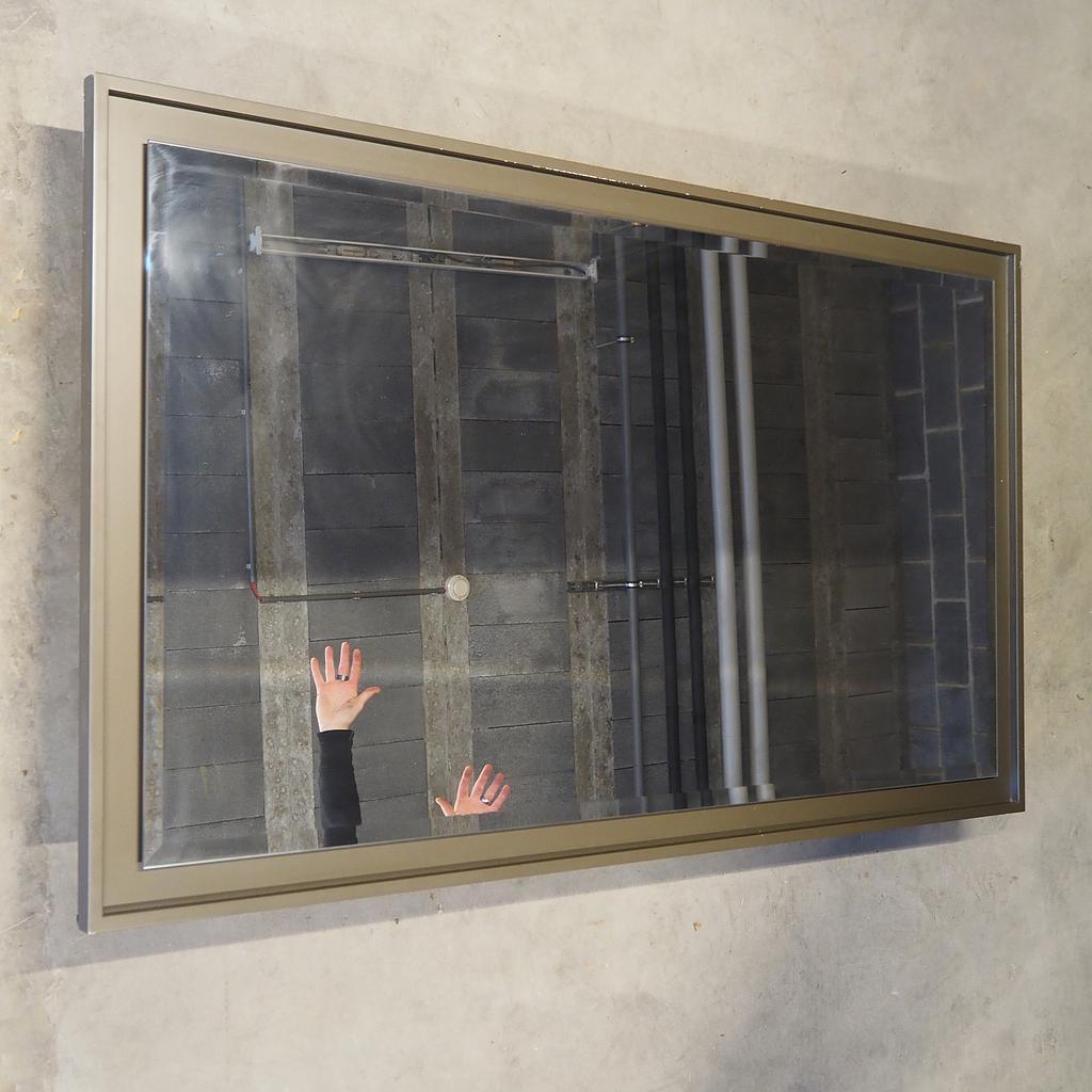 [999SAN164] Bevelled mirror with wooden frame (170 x 100 cm)