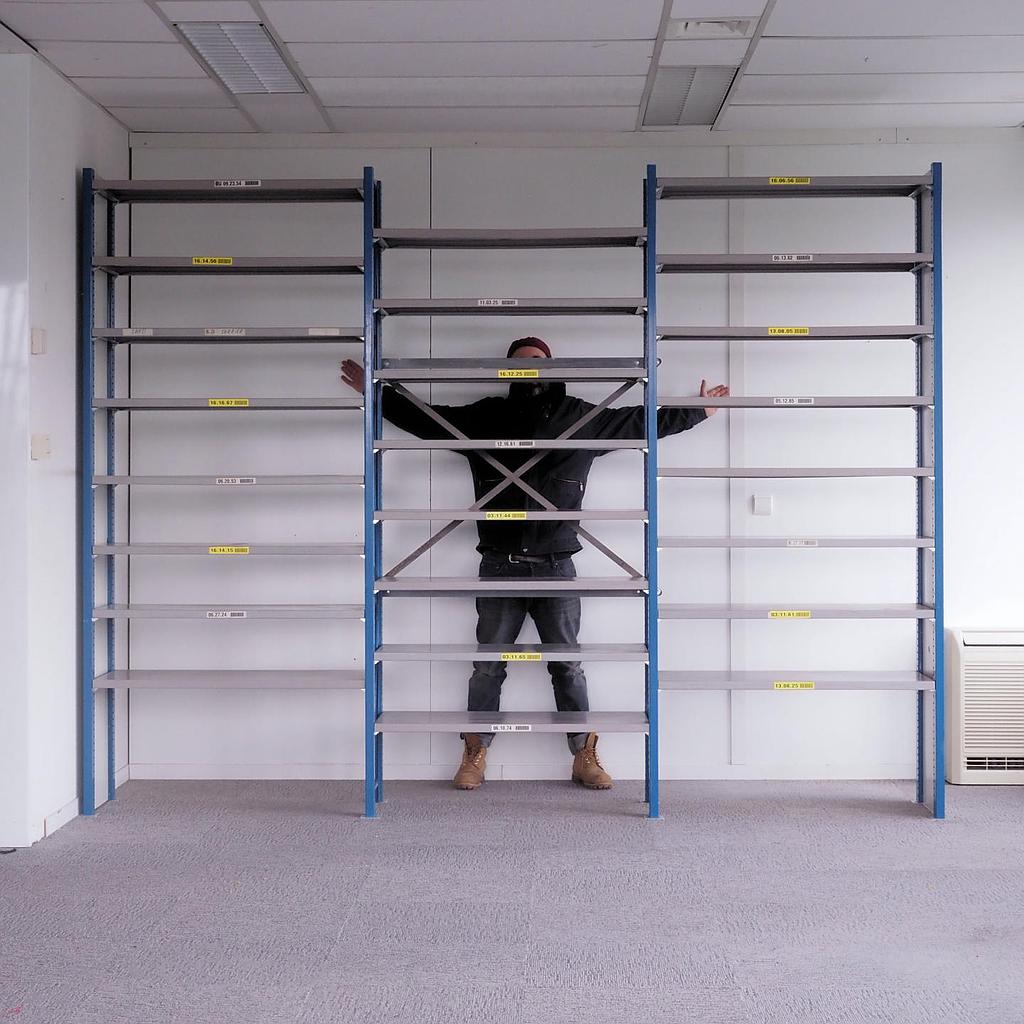 [959FUR009] Large shelf by Mecalux (H. 230 cm) - Epoxy (Blue & white vertical frame)