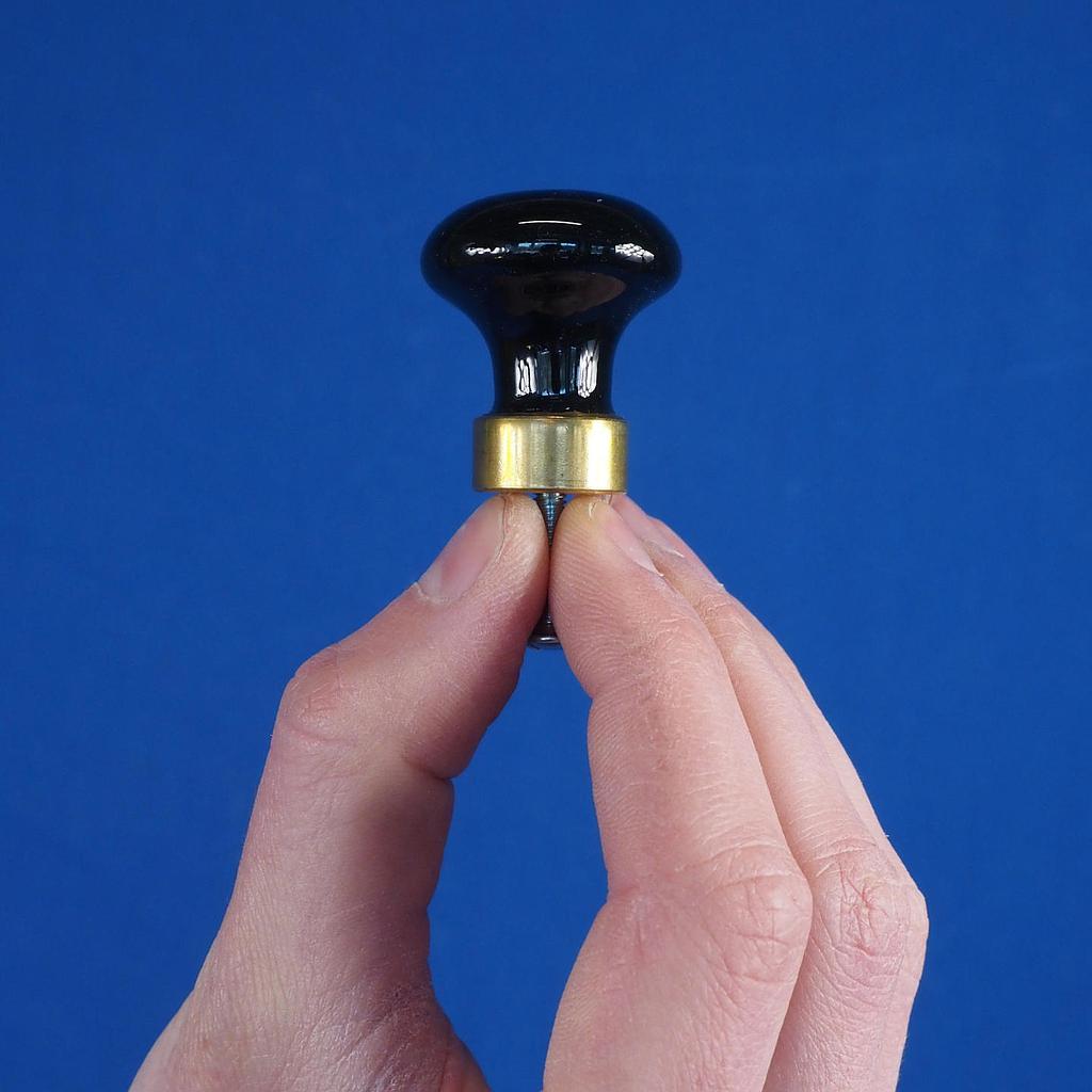 [999HAR1009] Cabinet knob in black porcelain and brass