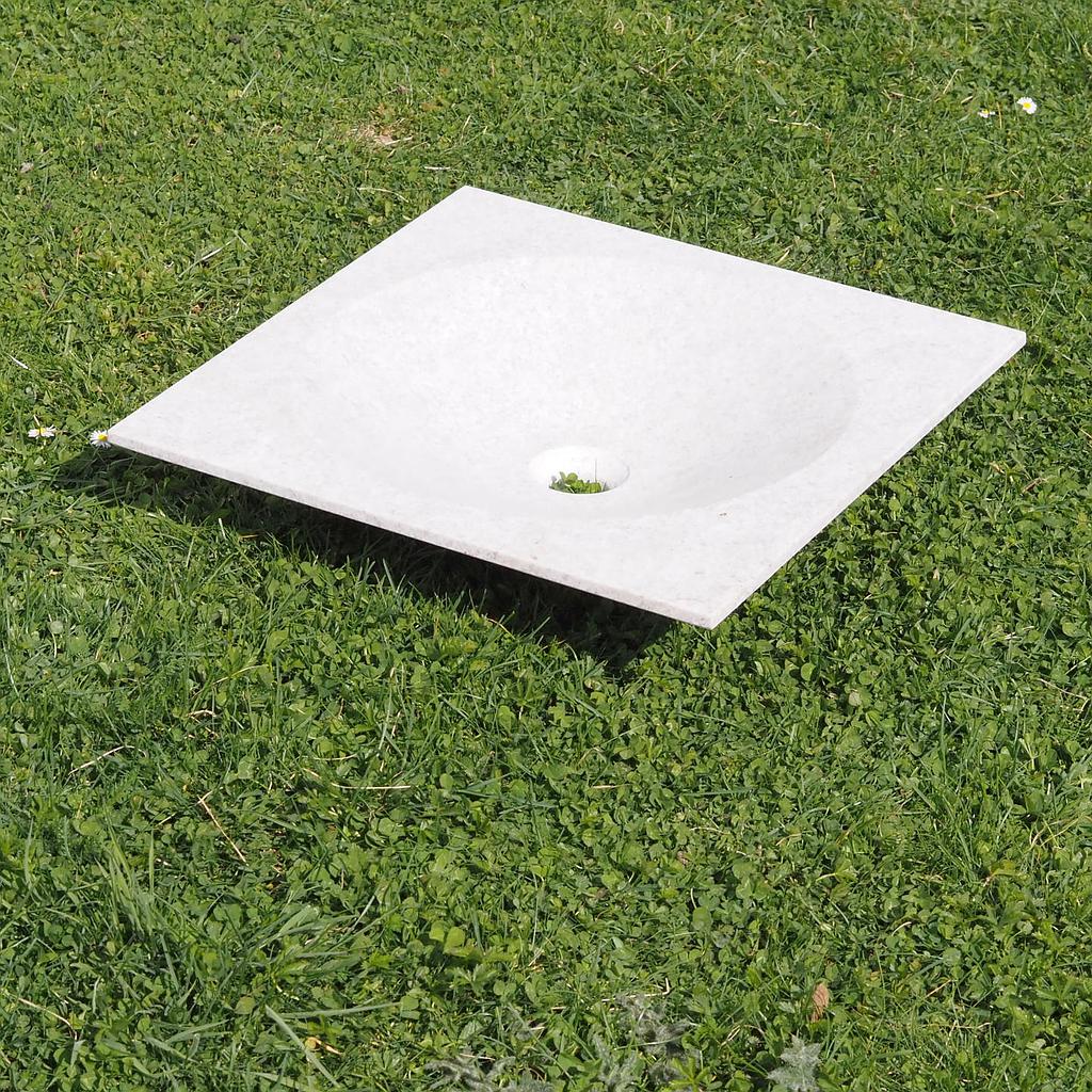 [999SAN1018] Square basin in natural stone (W. 44 cm) - White
