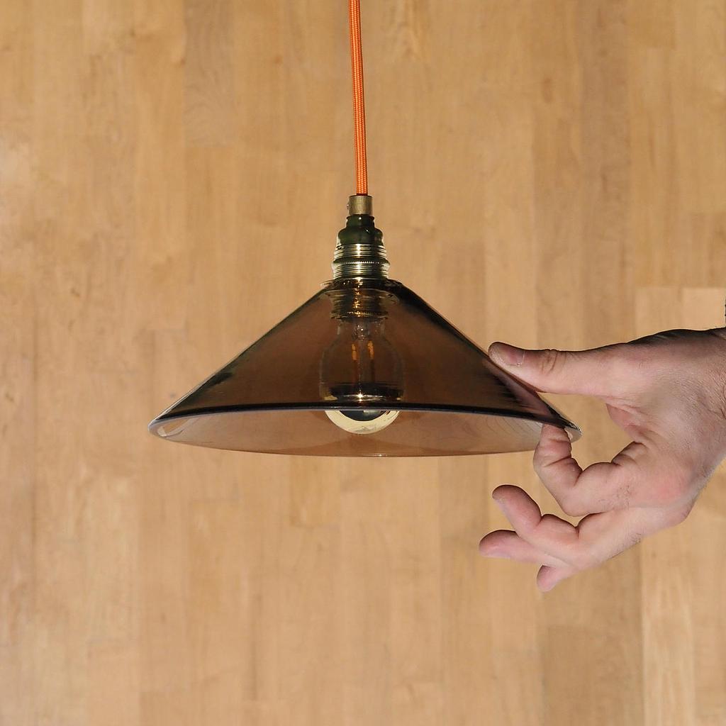 [334LIG001] Hanging light 'Nicolo' in opaline glass - Clear smoked