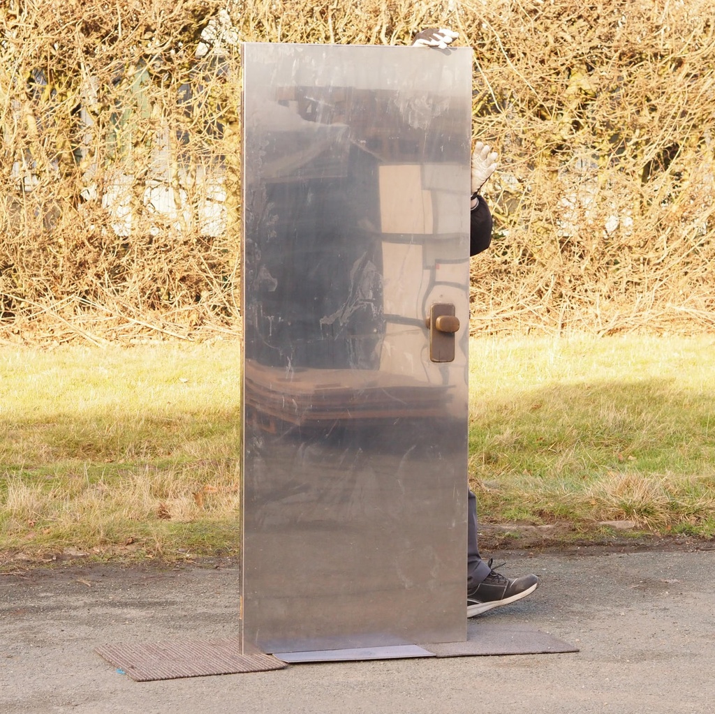 [005DOP036] Door in stainless steel with bronze door handles by Jules Wabbes (H. 198,5 x 79 cm) - Left