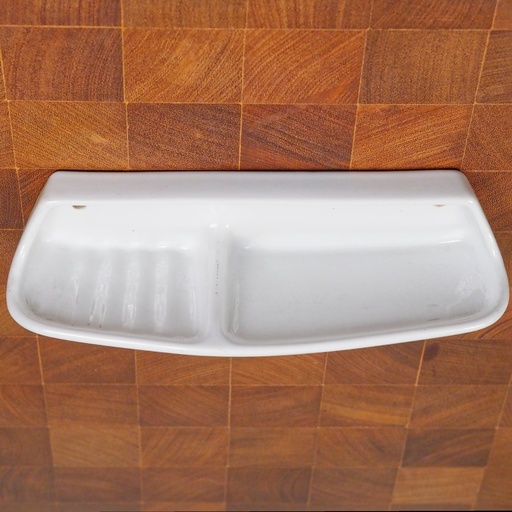 [239SAN003] Large wall soap holder in glazed porcelain by Boch Frères