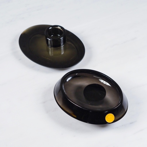 [239SAN008] Soap dish 'Omega' in smoked crystal by Turk+Bolte