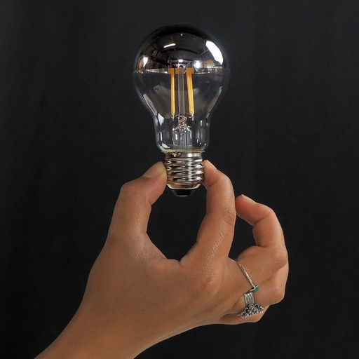 [4099854062742] Bulb - LEDVANCE Classic LED E27 Pear A60 Silver Mirror 6.5W 650lm 2700K (New)