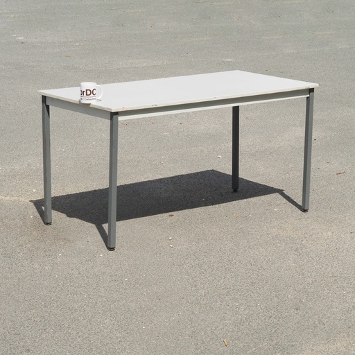 [999FUR1530] Table with grey laminated table top and lacquered steel legs (140 x 70 cm)