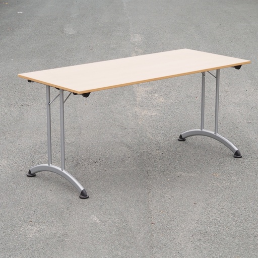 [968FUR55984] Folding table with beech laminated tabletop (160 x 70 cm)