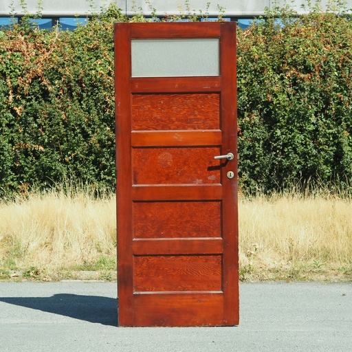 [999DOP1039] Door in pitch pine with textured glass panel (H. 203 x W. 81,4 cm) - Right