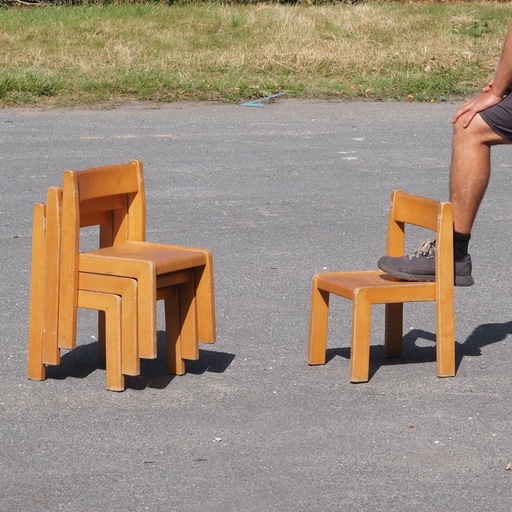 [337FUR005] Stackable kids chair in solid beech