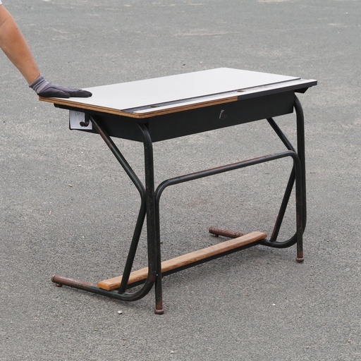 [337FUR009] Cantilever double school desk by Fameta (120 x 50 cm)